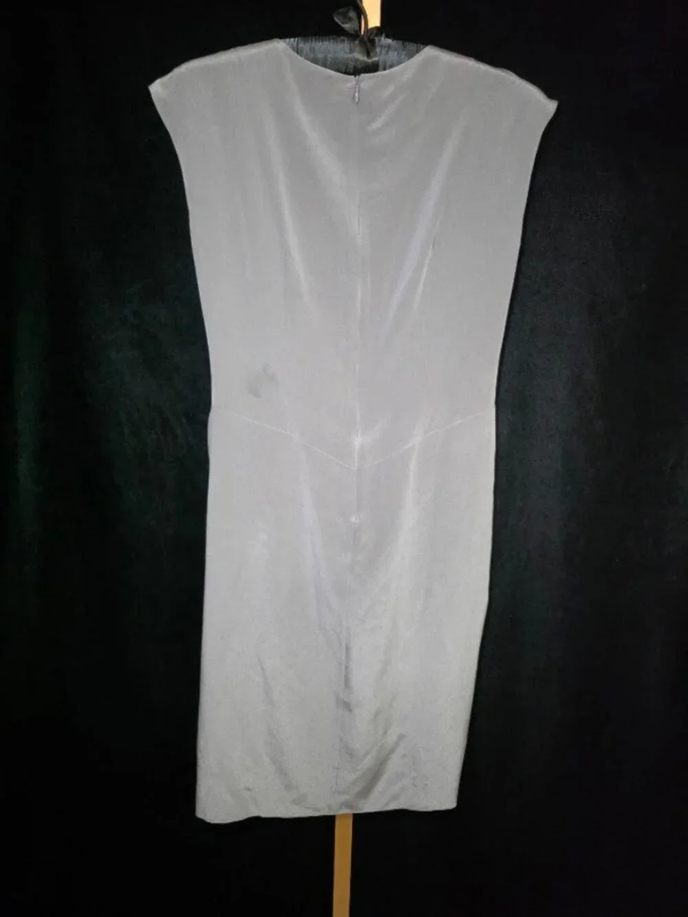 Miguelina 100% Silk Draped Dress in Silvery Gray S